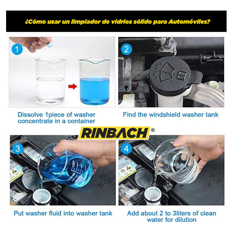 Kit 100 Pastillas Limpiaparabrisas Vidrio Cristal Rinbach®